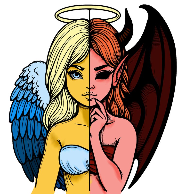 realistic angel half demon