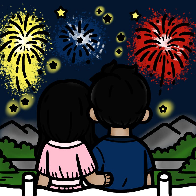 couple watching fireworks