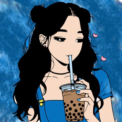 aesthetic realistic girl with boba