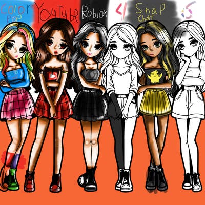 a group of girls realistic