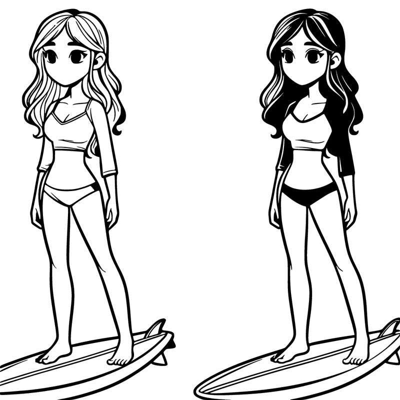 girl realistic on surfboard 🏄