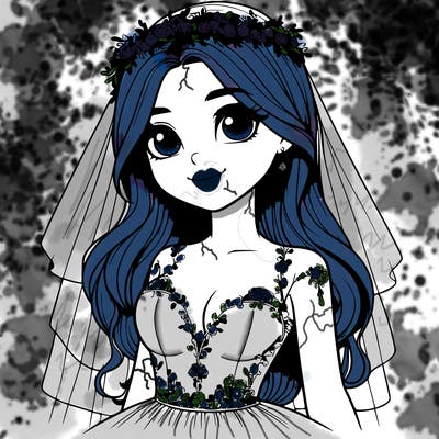 realistic girl in a wedding dress