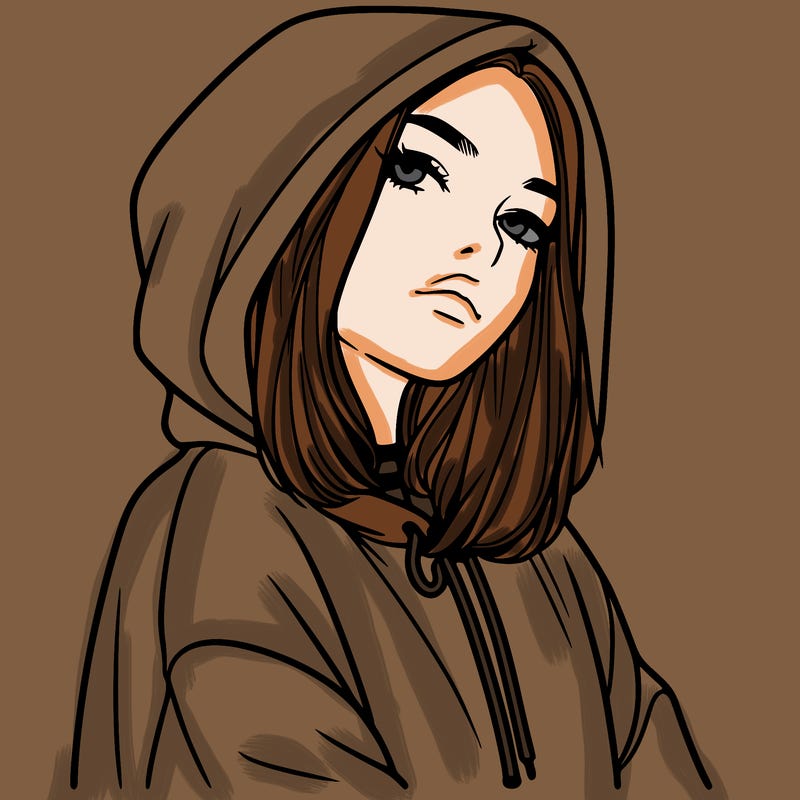 a realistic girl in a hoodie
