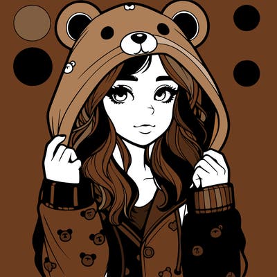 realistic girl in a animal pjs hoodie