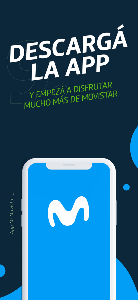 Tela promocional do aplicativo Mi Movistar Argentina incentivando os usuários a baixar e começar a aproveitar seus benefícios