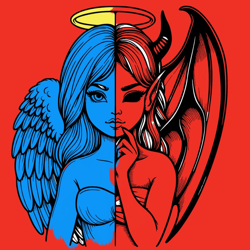 realistic angel half demon