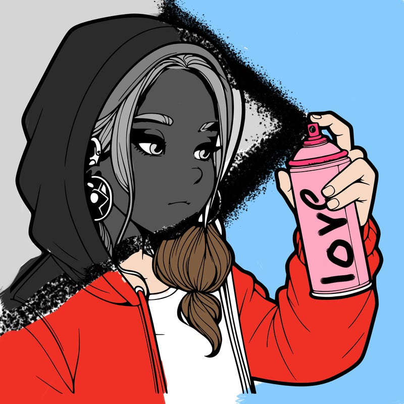 a realistic girl, spray painting