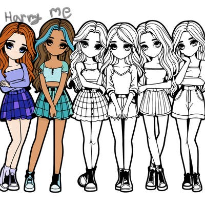 a group of girls realistic