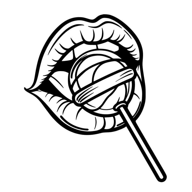 lips eating lollypop