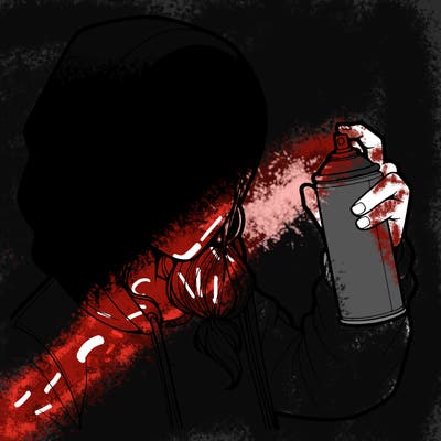 a realistic girl, spray painting