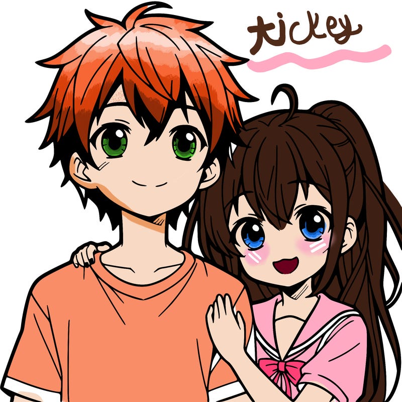 boy and girl together anime