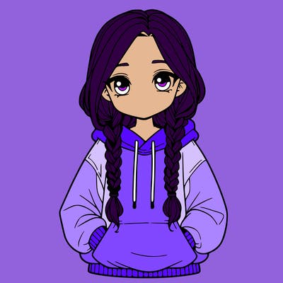 a realistic girl with a oversized hoodie and she has braids