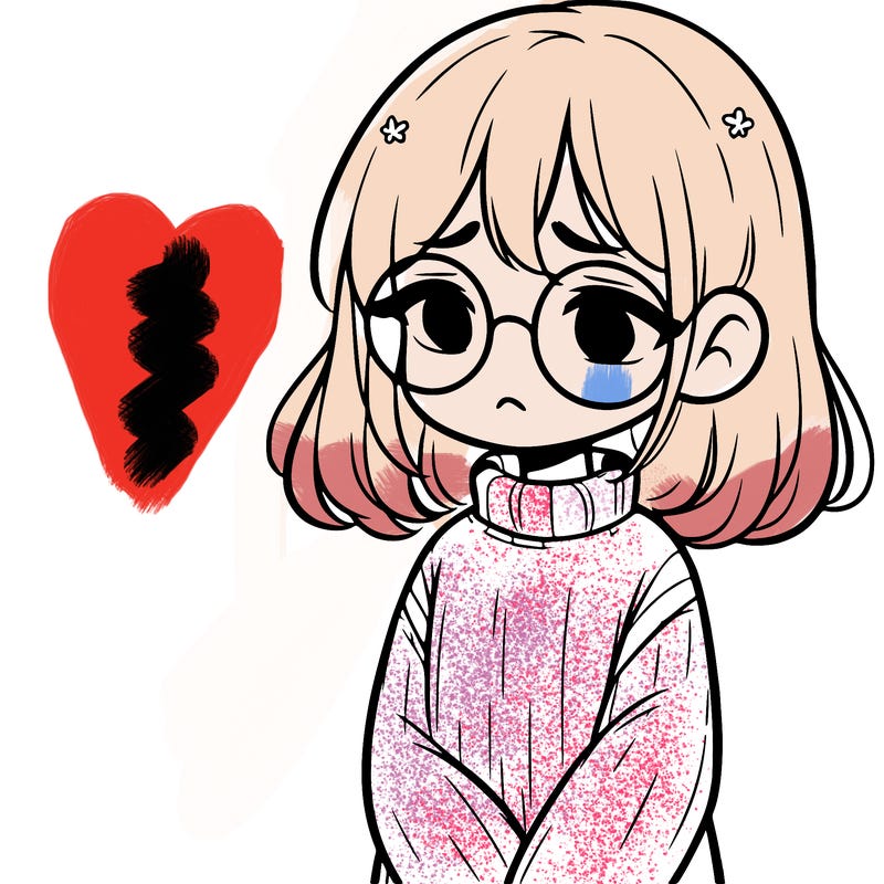 sad girl with glasses in a sweater