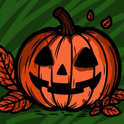 halloween pumpkin with leaves