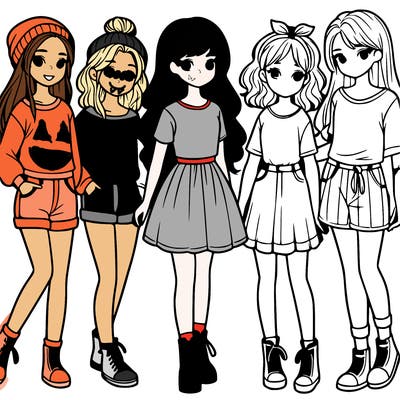 a group of five girls