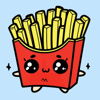 a cute. french fries