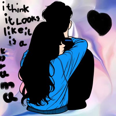 realistic girl hugging boyfriend from back