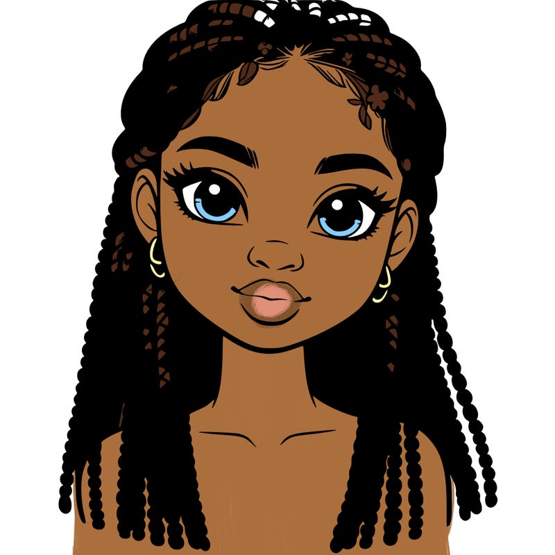 a realistic black girl with braids