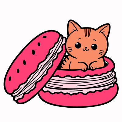 cat in a macaron