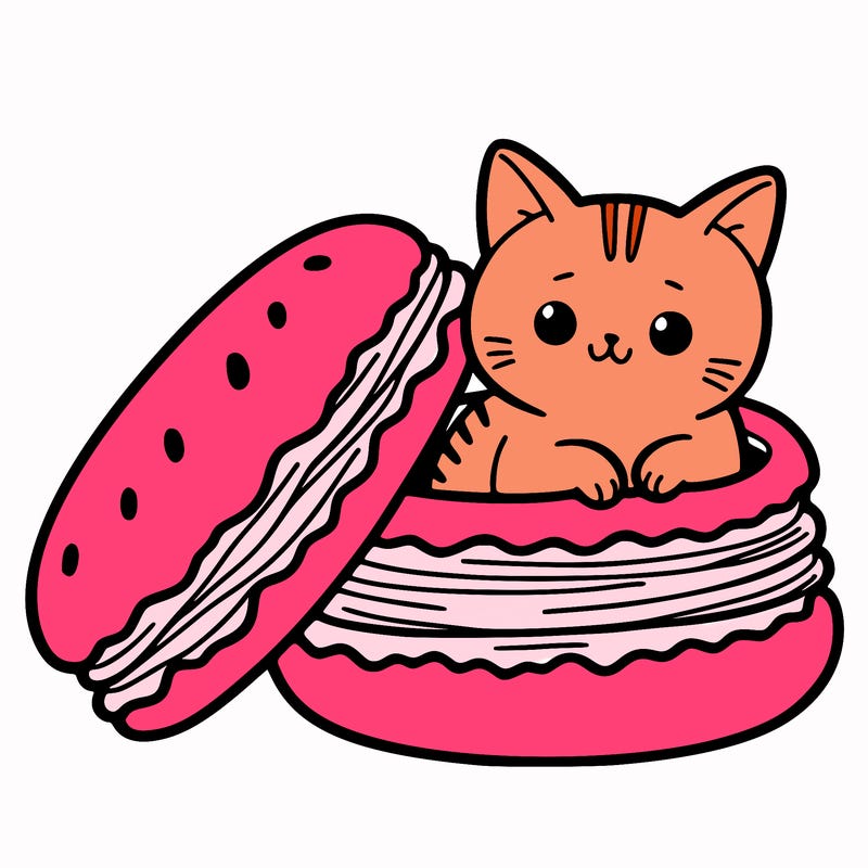 cat in a macaron
