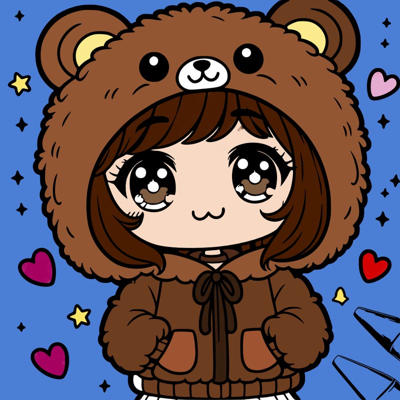 cute girl with a bear hoodie