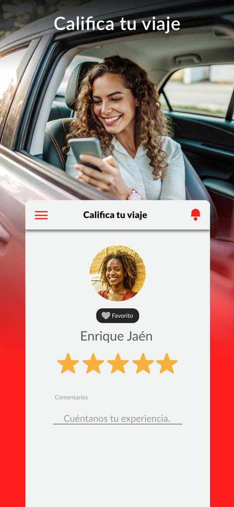 Wageen: Pide tu viaje - Wageen app screen for rating a driver with star ratings and a comment box
