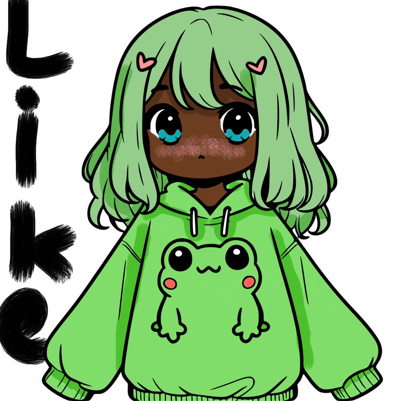 girl wearing frogging sweatshirt