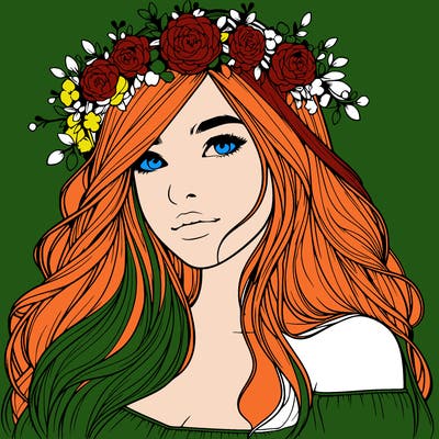 realistic girl with flower crown