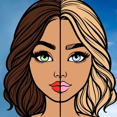 realistic girl split half