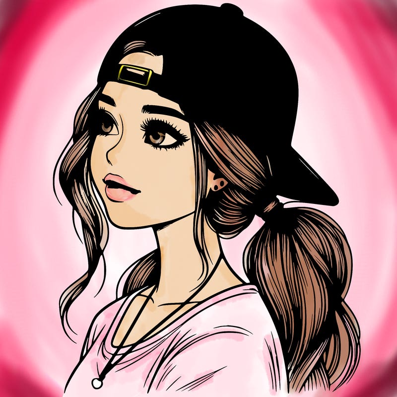 realistic girl with a backwards hat