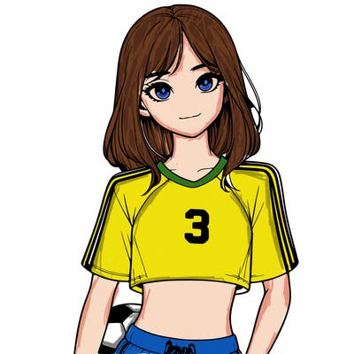 realistic girl wearing soccer jersey