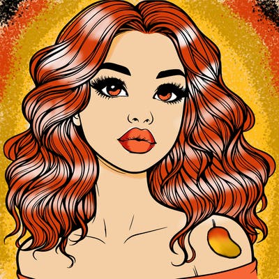 realistic girl with wavy hair and lips