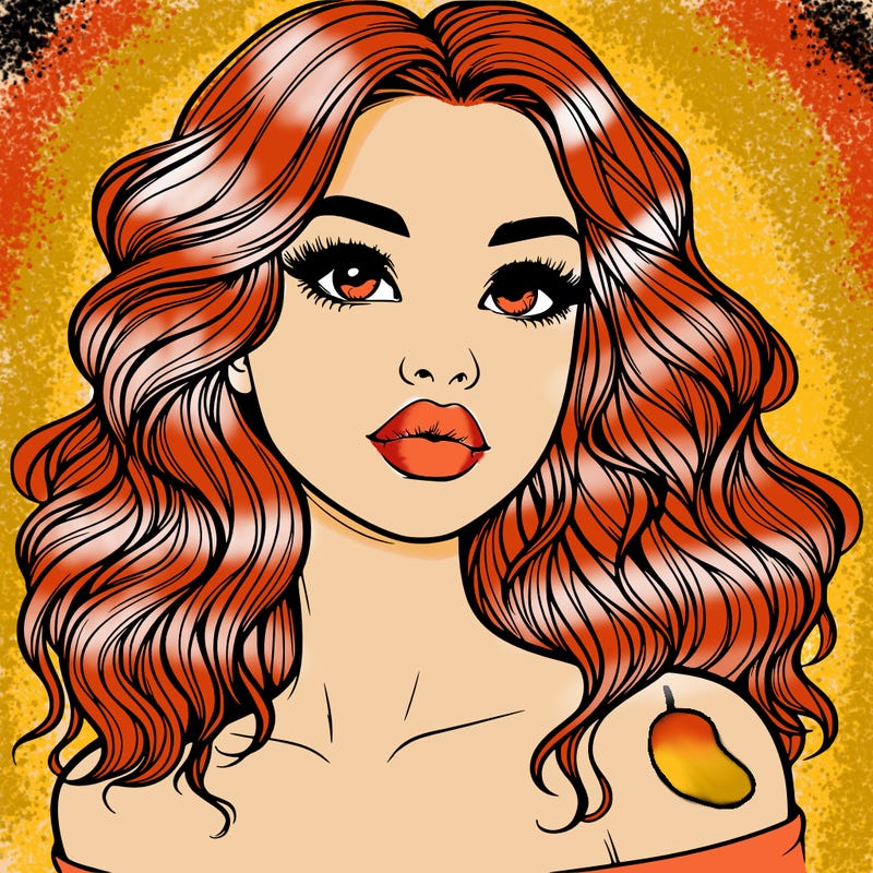 realistic girl with wavy hair and lips