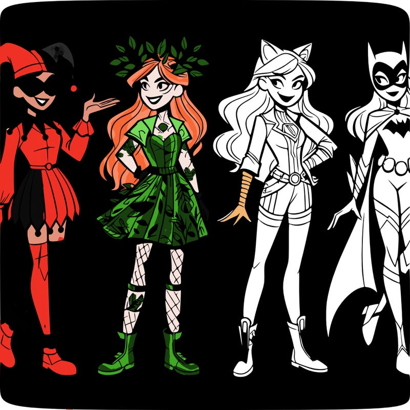 realistic harley quinn poison ivy catwoman and batgirl