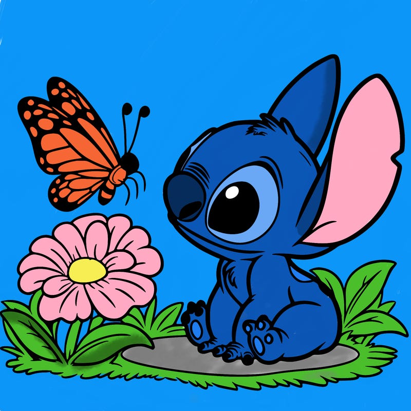 stich  looking at a butterfly