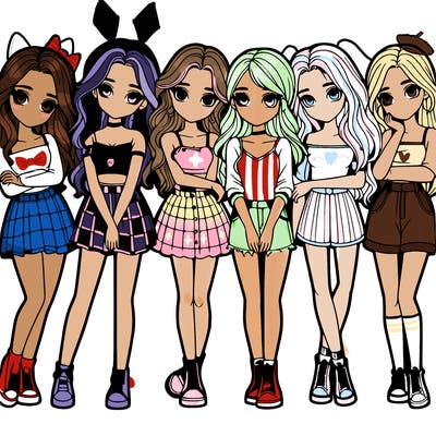 a group of girls realistic