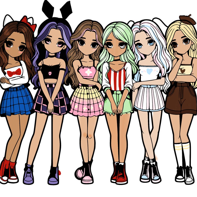 a group of girls realistic