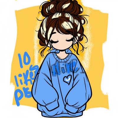 girl with baggy sweatshirt and messy bun