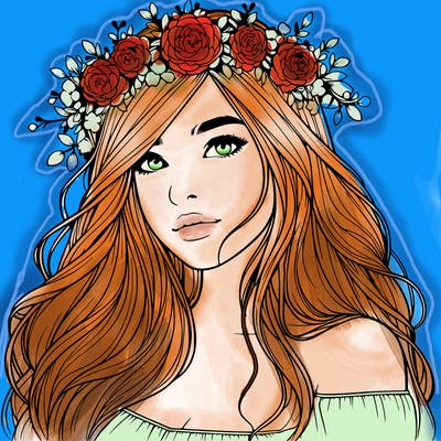 realistic girl with flower crown