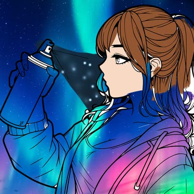 a realistic girl spray, painting