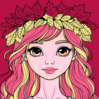 realistic girl with fall leaf crown