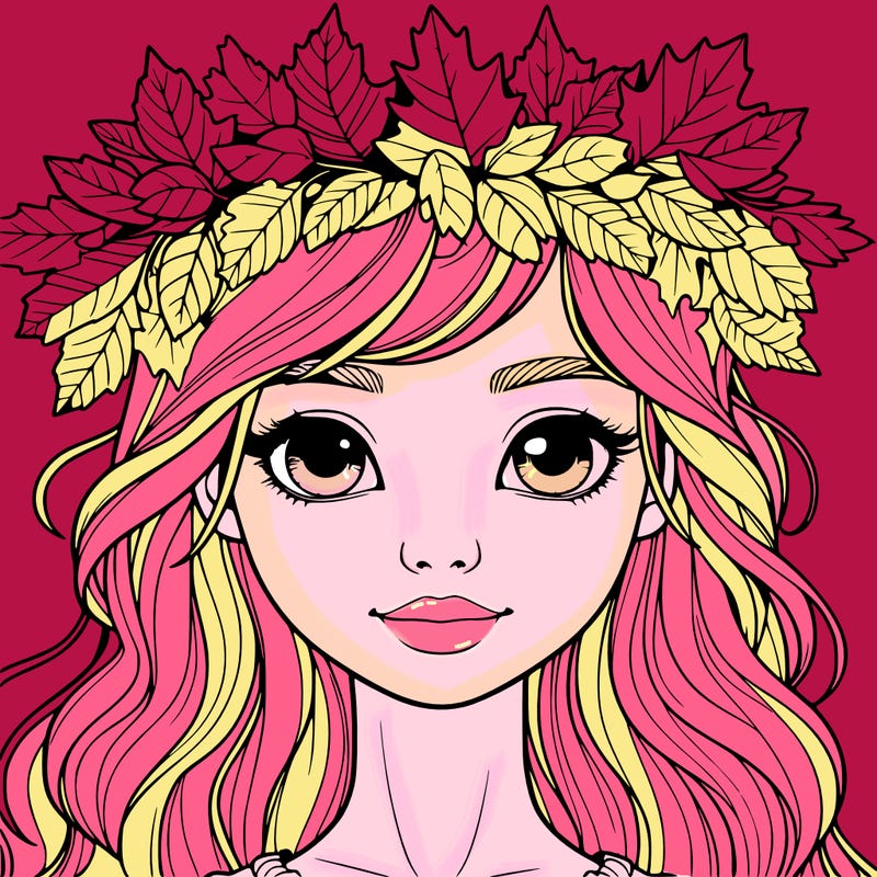 realistic girl with fall leaf crown