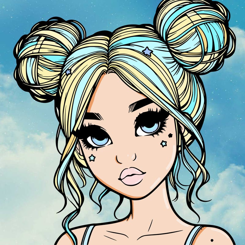 realistic girl with space buns