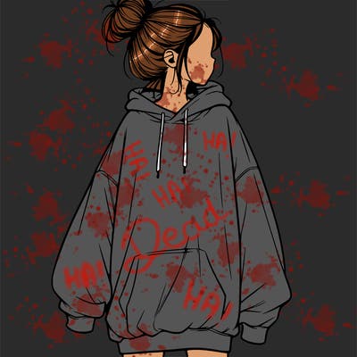 realistic girl with a oversized sweatshirt on and a bun