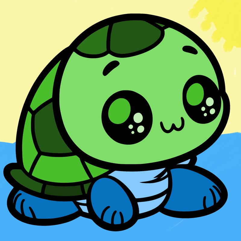 cute little animated turtle