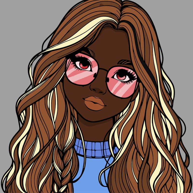girl with long hair and freckles and glasses realistic