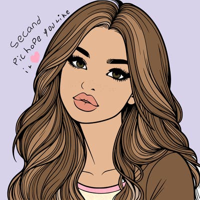 realistic girl with hair on her hair and lips