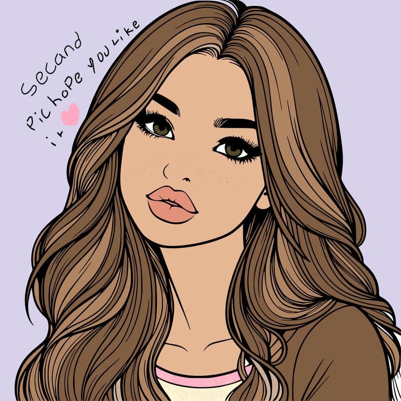 realistic girl with hair on her hair and lips