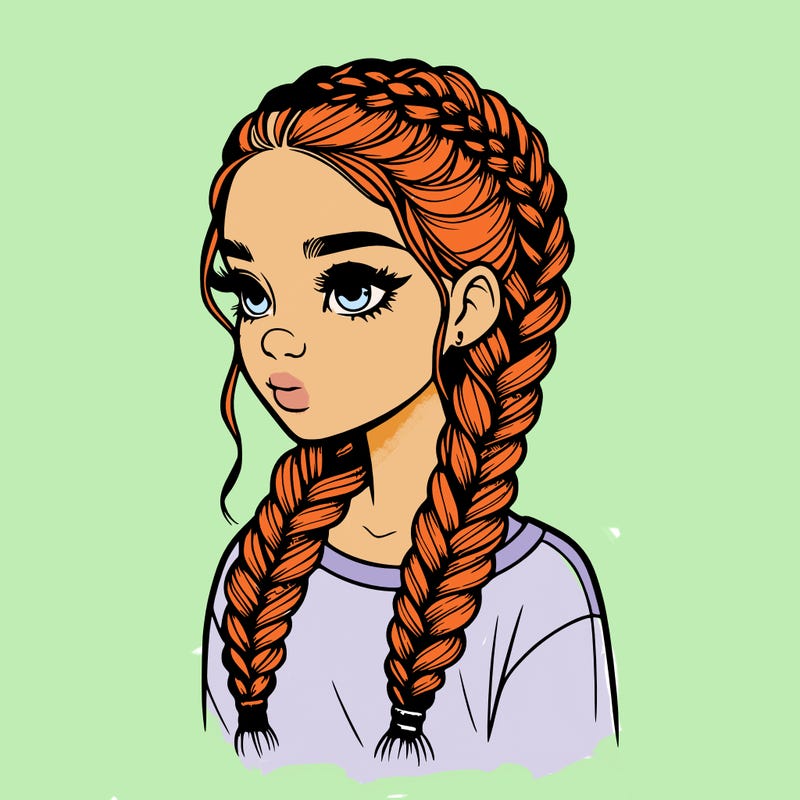 realistic girl with braids