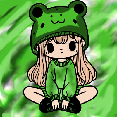 a girl wearing a frog hat and some frog socks